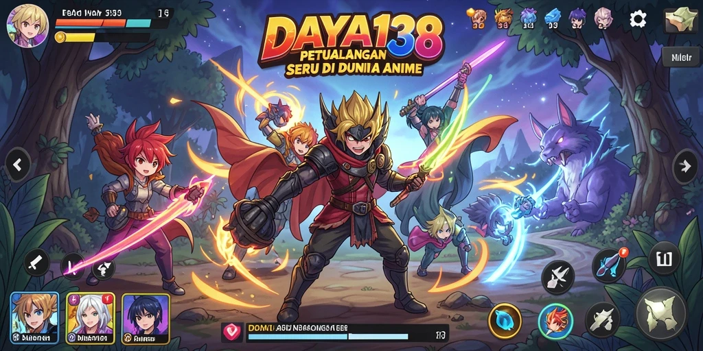 Tangkapan layar menunjukkan pertarungan seru dalam game Anime.