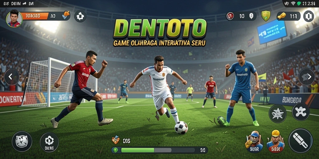 Screenshot DENTOTO yang menunjukkan aksi olahraga yang intens.