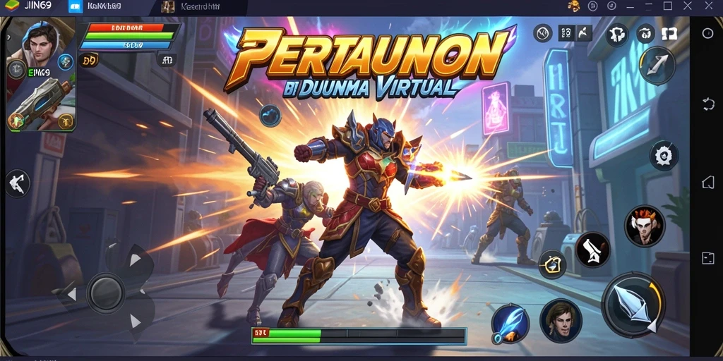 Screenshot JIN69 menampilkan aksi pertarungan seru dan karakter unik.