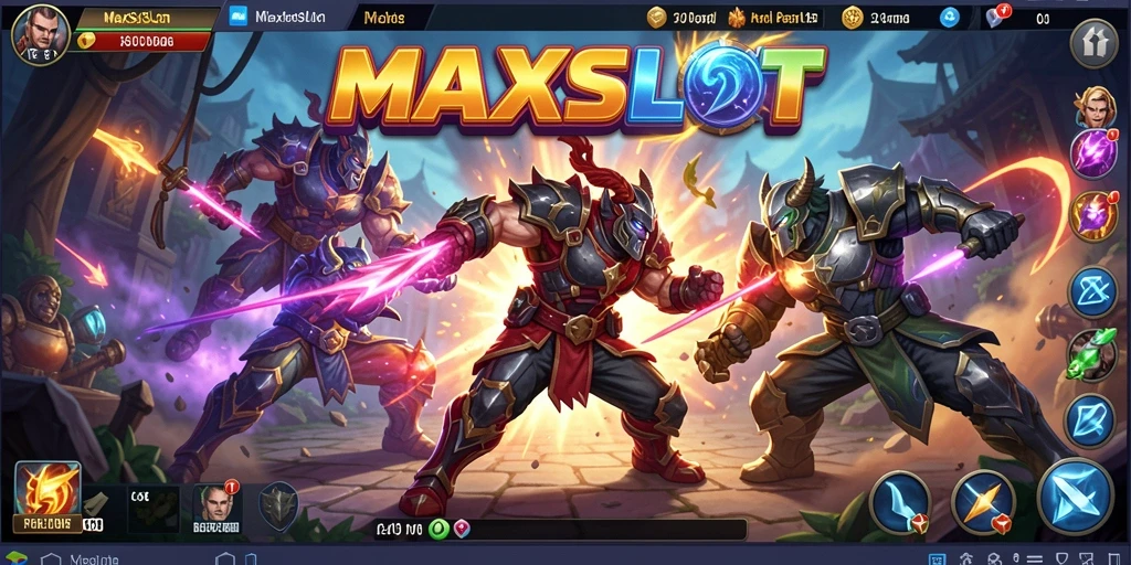 Tampilan aksi intens dari gameplay MAXSLOT dalam pertarungan seru.