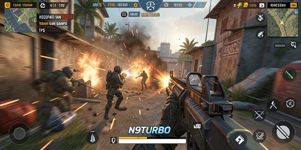 Tampilan gameplay N9TURBO yang memukau dan penuh aksi.
