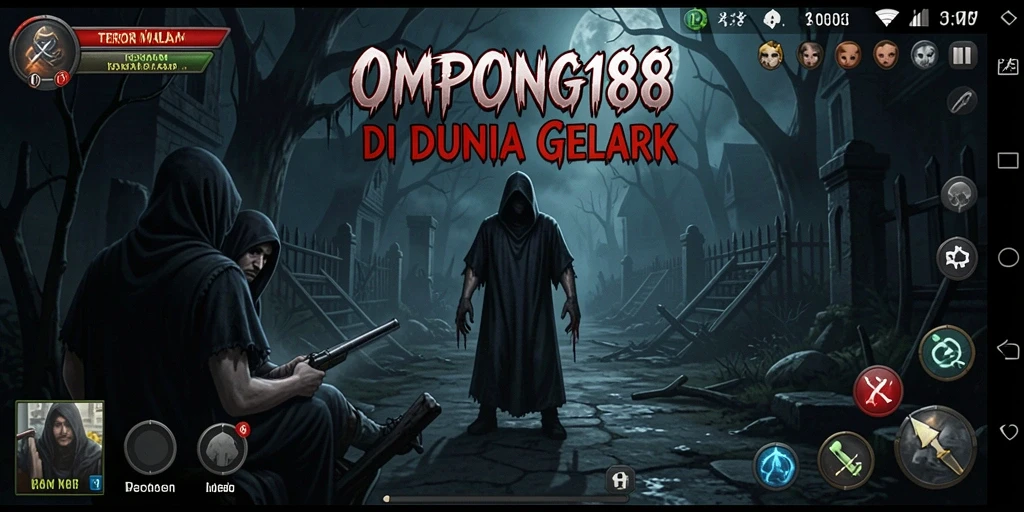 Tangkapan layar OMPONG188 menampilkan momen gameplay menegangkan saat karakter berhadapan dengan makhluk supernatural.