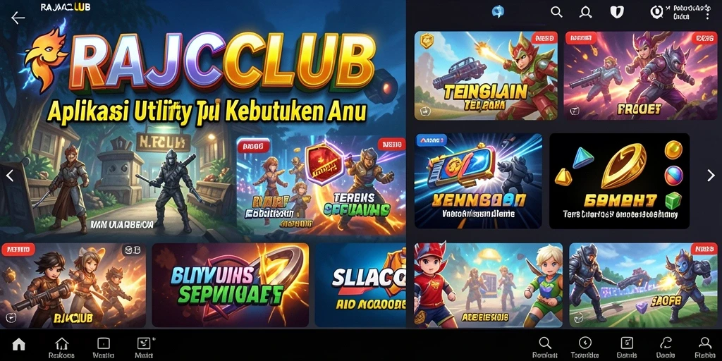 Screenshot utama RAJACLUB menunjukkan antarmuka aplikasi Utility yang intuitif.