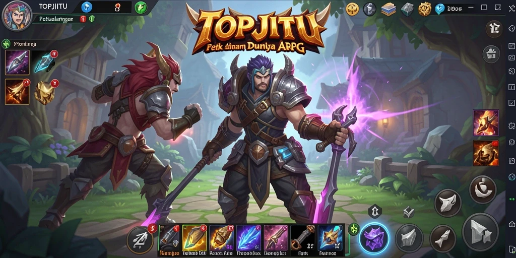 Tampilan gameplay dinamis dalam petualangan ARPG yang seru.